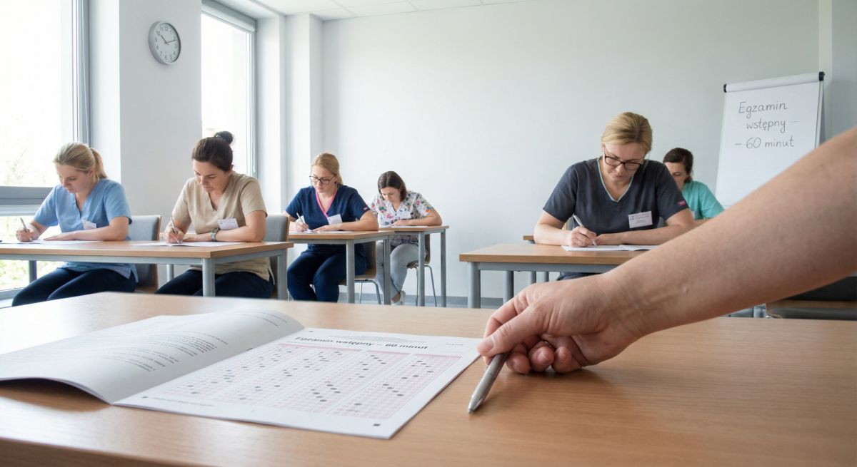Pielęgniarki piszą egzamin wstępny