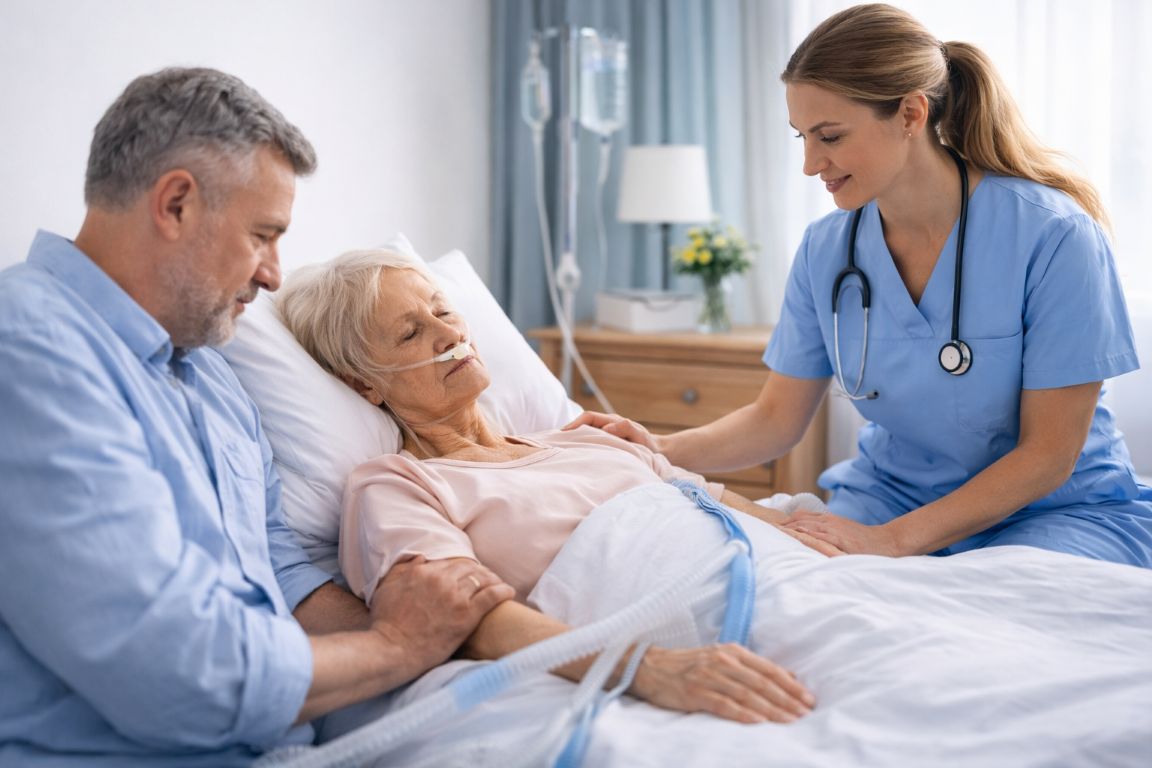 pielęgniarka opiekująca się pacjentem palitatywnym