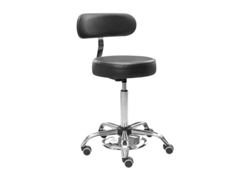Taboret lekarski z oparciem do ergonomicznej pracy pielęgniarki i położnej